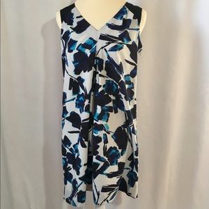 SIMPLY VERA Wang Sheath Dress Pleated Floral Blue